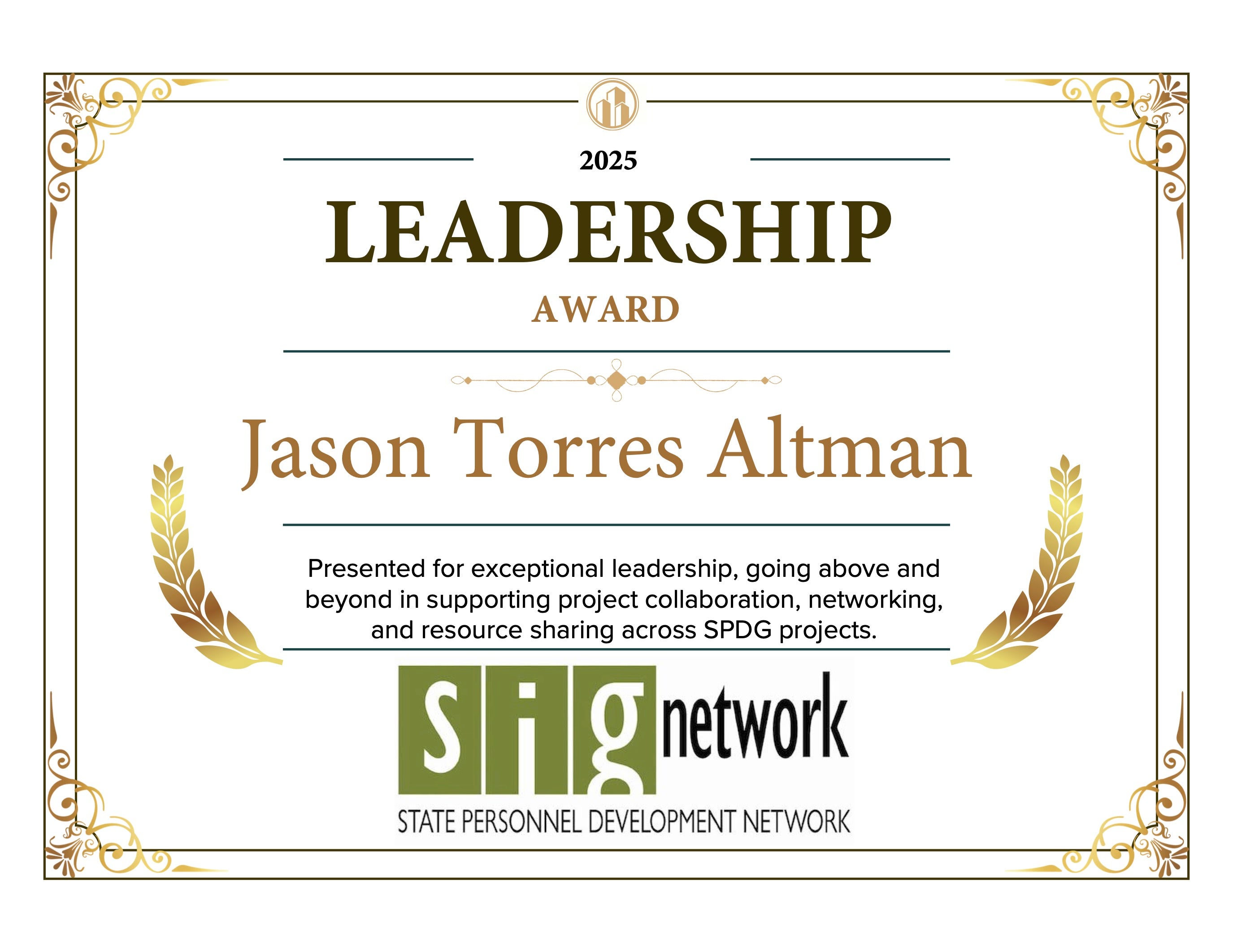 Jason Torres Altman — Distinguished Service Award
