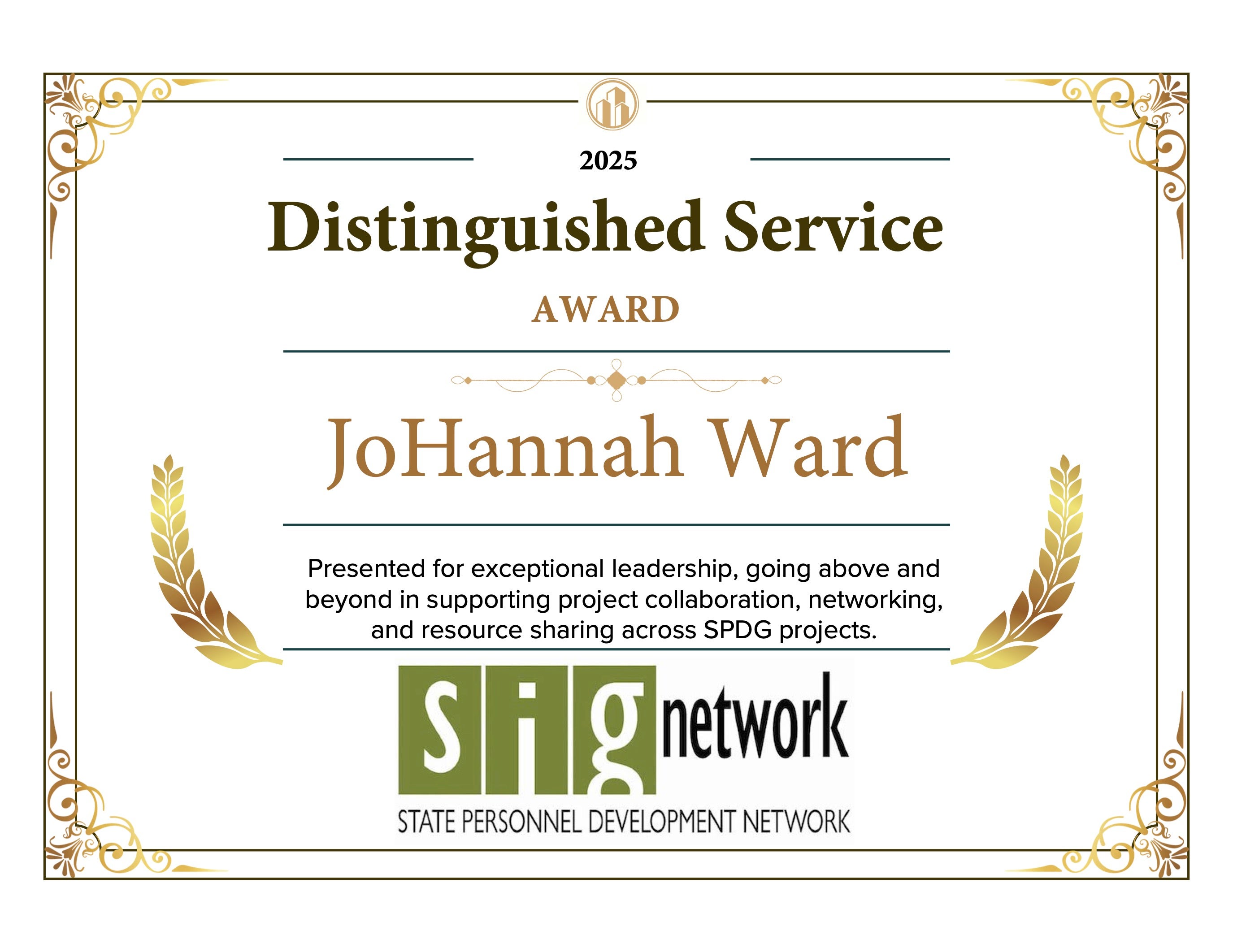 JoHannah Ward — Distinguished Service Award