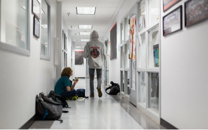 Students in school hallway
